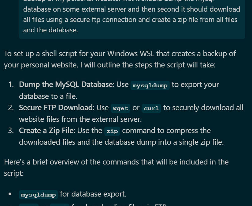 Webseiten Backup Script mit KI